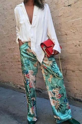 Green Floral Trousers